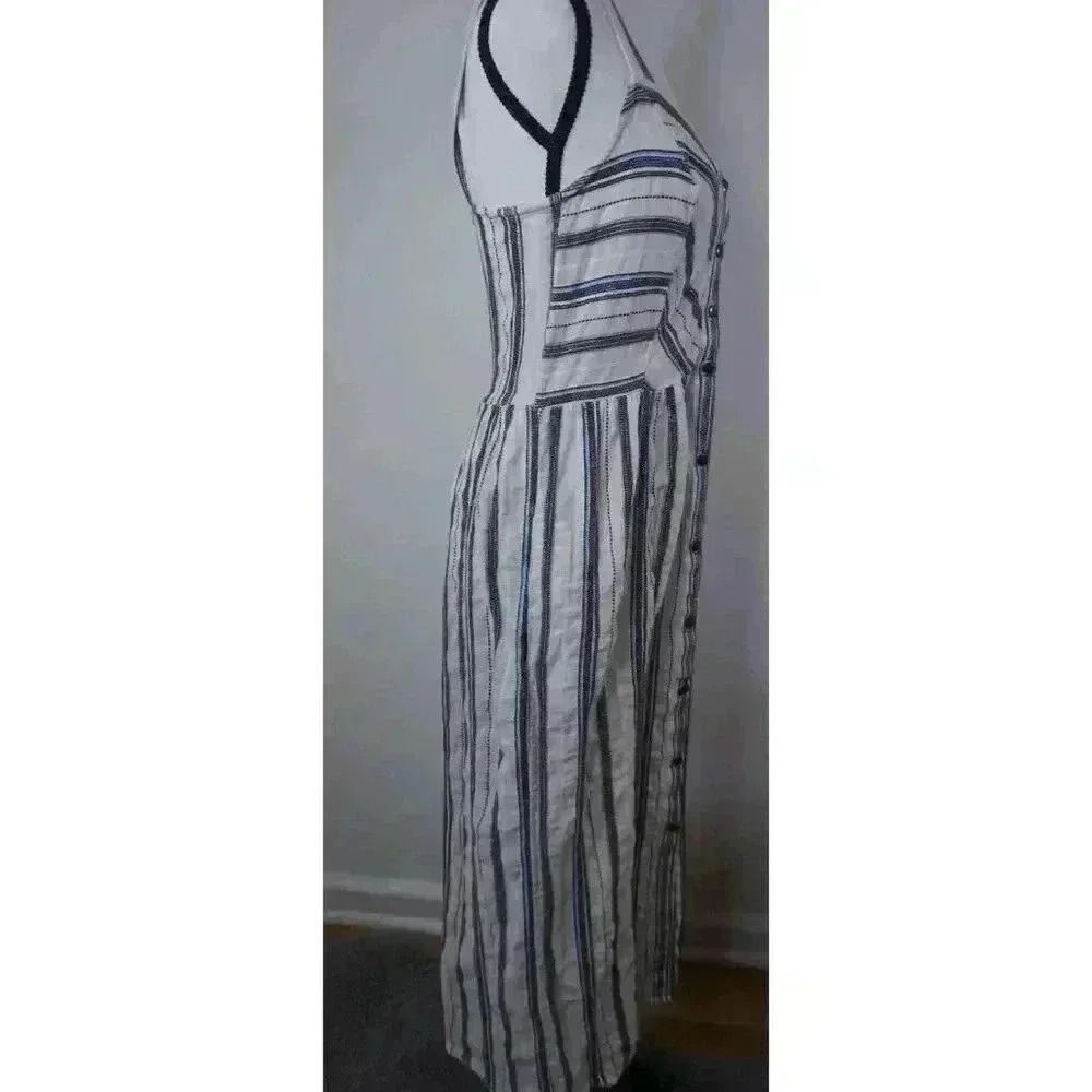Zara Striped Sleeveless Button-Up Wide-Strap Dress, Size XS - Picture 9 of 16